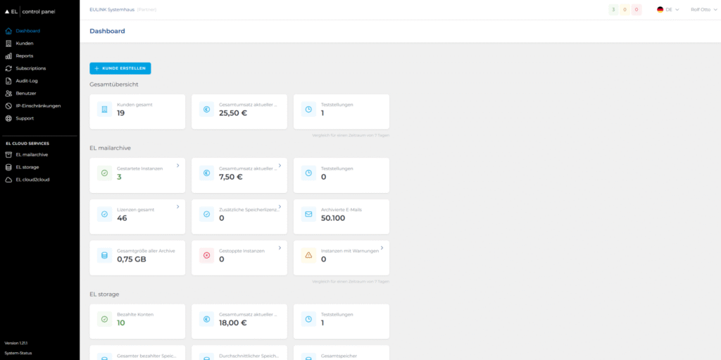 Screenshot EL Control Panel