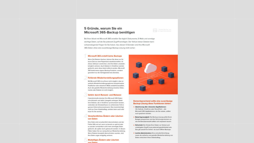 Whitepaper 5 Gründe für ein M365-Backup