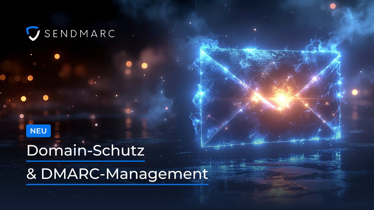 Futuristischer Briefumschlag mit Sendmarc-Logo